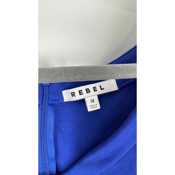 Rebel Wilson Womens Blue Black Colorblock 3/4 Sleeve Dress V Neck Size 1X NWT - Picture 8 of 11